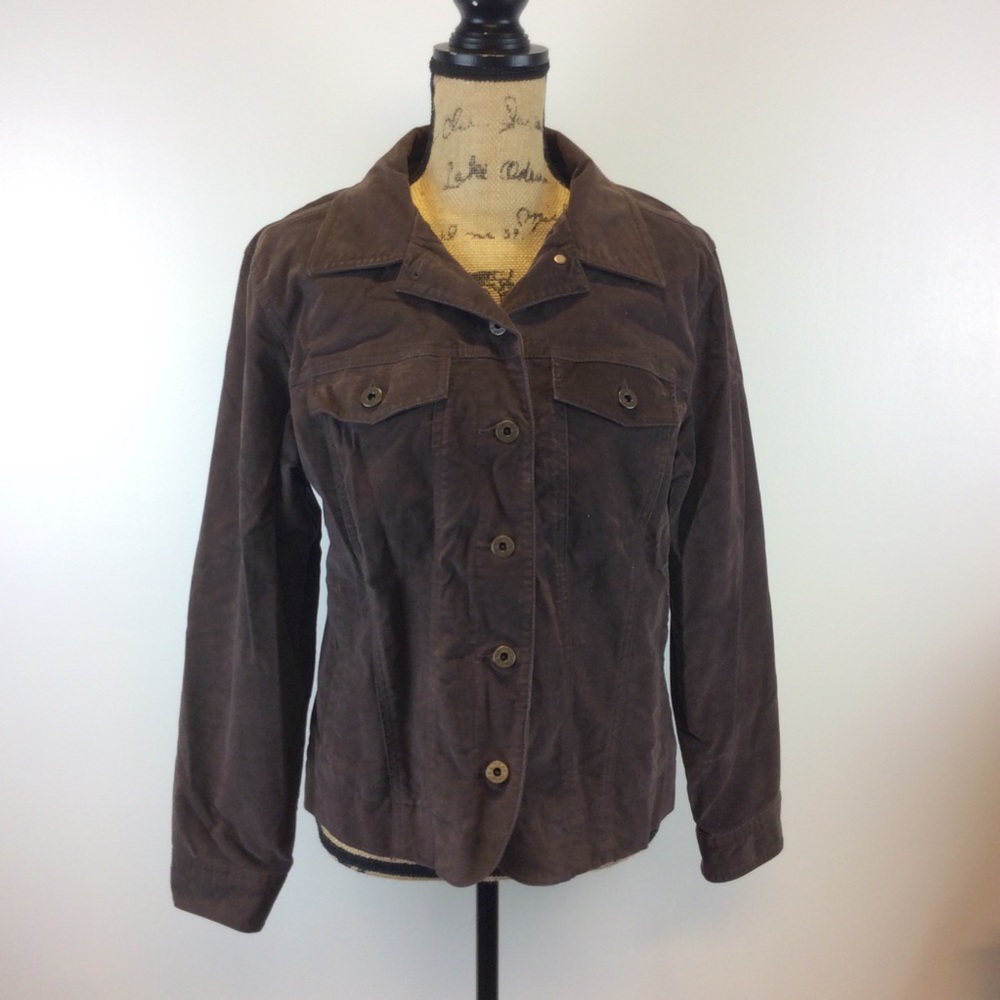 L.L. Bean Velvet Button Front Collared Jacket - image 1